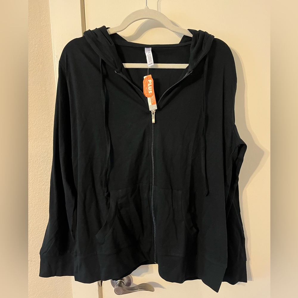 Cottonbell Women's Lightweight Cotton Blend Long Sleeve Thin Black Hoodie Plus